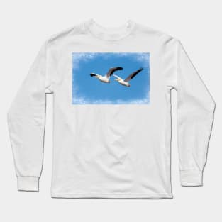 American White Pelicans Soaring Gracefully by Debra Martz Long Sleeve T-Shirt